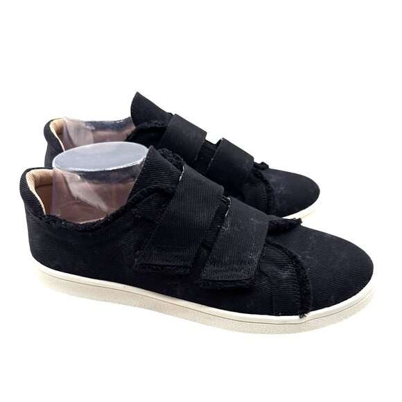 Life  Stride 11M  Distressed Look Fabric Canvas  Frayed Details Black Sneaker - Picture 2 of 12